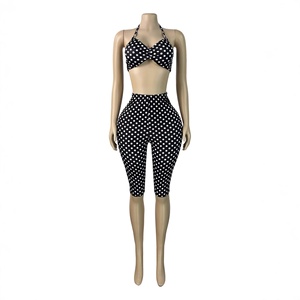 E6103-Completo estivo da <span class=keywords><strong>donna</strong></span> a due pezzi con top a tubino con scollo all'americana e stampa a pois - Product Image 6