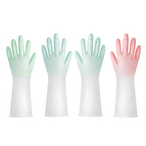 Guantes de PVC para lavar platos, 32 cm de longitud, impermeables, de color sólido, para limpieza de cocina y lavandería, uso doméstico - Product Image 5
