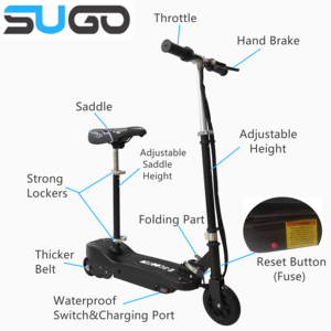 Trottinette pliable 120W pour enfants, capacité de charge 70 kg, avec hauteur de selle réglable, modèle CD02-S, vente en gros - Product Image 2