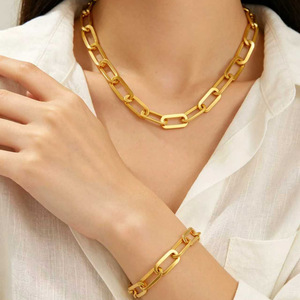 Zogxin Geometric Chain Bracelet Gold 18k Stainless Steel Unisex Jewelry - Product Image 2