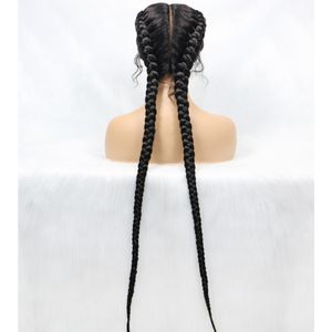 วิกผมถักเปียแบบลูกไม้ด้านหน้า ยาว 36 นิ้ว วิกผมถักเปียแบบลูกไม้ด้านหน้าทรงทวินส์คอร์นโรว์ สำหรับผู้หญิงผิวดำ - Product Image 2