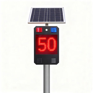 Señal de Advertencia Inteligente de Cruce Peatonal con Energía Solar, LED Rojo y Azul, Placa de Acero Laminado en Frío de 12V 50W - Product Image 4