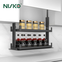 Nisko Cuisine Aluminium Verre Cuisine Rangement avec Led Unité d'Éclairage Organisateur Électrique Drop Down Basket Meubles