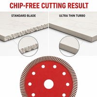 Lame diamantée turbo ultra-mince OEM à revêtement rouge, sans éclats, pour la découpe à chaud de carreaux de porcelaine vitrifiée pleine masse pour la finition.