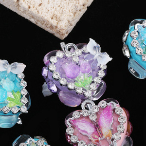 Diamante mariposa color tulipán amor diamante bola agujero recto cuentas DIY teléfono móvil llavero collar Accesorios - Product Image 2