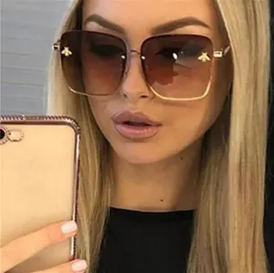 Lunettes de soleil carrées pour femmes, nouvelle mode, abeille, été, vente en gros