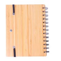 Cuaderno con Cubierta de Bambú 100% Ecológico al por Mayor, con Bolígrafo, Agenda Espiral, 13.5x18x1.9cm, 70 Hojas, para Uso Escolar y Regalos