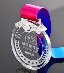 Medaglie in Cristallo Personalizzate Economiche Rotonde per Competizioni Targa Sportiva Personalizzata con Nastro Lucidato Inciso <span class=keywords><strong>ADEL</strong></span> - Product Image 3