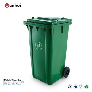 Outdoor Municipal Hotel Property Heavy Duty Plastic Wheeled Waste <b>Bin</b> Trash Can with Lid - Product Image 1