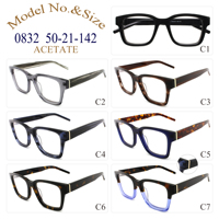 Kacamata Pria Model Sara 0832 Retro Persegi Full-Rim, Bingkai Asetat Berkualitas Tinggi, Logo Kustom Grosir, Mewah dan Modis untuk Penggunaan Sehari-hari