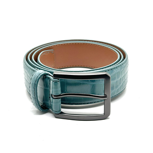 Cintura <span class=keywords><strong>in</strong></span> Vera <span class=keywords><strong>Pelle</strong></span> di Lusso Personalizzata con Logo per Uomo e <span class=keywords><strong>Donna</strong></span>, Fibbia a Perno, Stile Casual e Formale, Decorazione con Motivo Coccodrillo <span class=keywords><strong>in</strong></span> Rilievo - Product Image 3