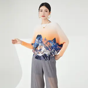 2024 camicia estiva a pieghe elegante da donna con maniche a pipistrello stile Casual di alta qualità motivo floreale di taglie forti