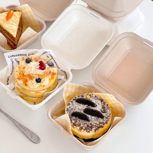 Caja de cartón desechable industrial roja para llevar, diseño de caja de almuerzo para picnic, para <span class=keywords><strong>sushi</strong></span>, snacks, postres, hamburguesas suaves y pasteles bento. - Product Image 4