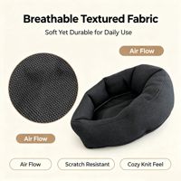 Coussin rond pour chat et chien, confortable, avec rebord, lavable, coussin amovible, base antidérapante, tissu respirant en tricot pour chats et petits chiens