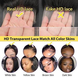 Peluca de Cabello Humano 100% Brasileño con Ondas Suaves, Frontal de Encaje Transparente <span class=keywords><strong>HD</strong></span> 4x4 13x4, Peluca Completa 360 de 36-38 Pulgadas, Pre-Desplumada - Product Image 5