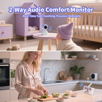 Caméra de surveillance pour bébé à double caméra 5 pouces 3MP Wifi avec détection de pleurs, surveillance de la température et de l'humidité