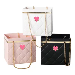 Sacola do dia dos namorados Luxo Folding cadeia bolsa Flor Gift Bag buquê flor caixa Caixa de embalagem criativa