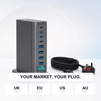 Chargeur GaN 520W tout-en-un, hub de bureau 8 ports, 4C PD100W 4A QC30W, affichage LED visuel, remplace 8, pour ordinateur portable