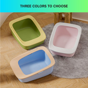 Vente en gros Bac à litière écologique pour chat à bordure haute anti-éclaboussures Bac à litière pour chat en plastique pour animaux de compagnie - Product Image 4