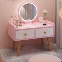 STG Coiffeuse moderne rose minimaliste éclairée avec grand rangement pour chambre, hôtel, appartement