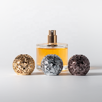 Parfum en gros verre à sertir 30ml 50ml 100ml bouteille de parfum cylindrique à épaule plate courte avec bouchon rond en alliage de Zin