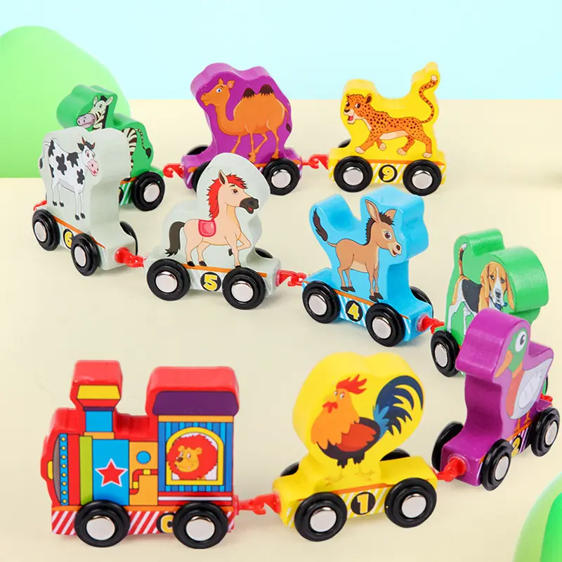 2024 Nieuwe Houten Fruit Groenten Digitale Trein Speelgoed Kinderen Puzzel Montessori Vroege Educatie Tractor Speelgoed
