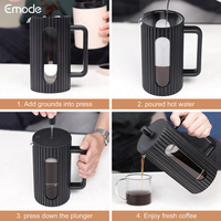 Cafetière à piston isolée avec noyau en verre résistant à la chaleur, cafetière portable pour la maison, le bureau et les voyages