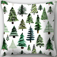 Housses de coussin de Noël 18*18 pouces, Housses de coussin décoratives de Noël style ferme avec arbres de Noël, Décoration d'hiver pour canapé