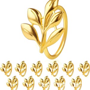 Anillos para Servilletas con Diseño de Hoja de Arce Novax, Chapados en Oro, de Acero Inoxidable Ecológico, Estilo Americano, para Bodas, Hoteles y Banquetes - Product Image 1