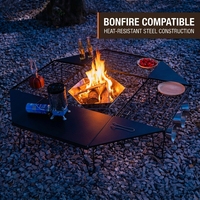 Table de camping pliable en maille de fer pour barbecue, portable, pour foyer, pique-nique, plage, cuisine en plein air