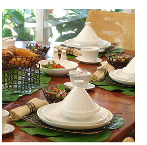Pots en céramique <span class=keywords><strong>tajine</strong></span> marocaine, pot de cuisine en porcelaine blanche avec couvercle en céramique - Product Image 2