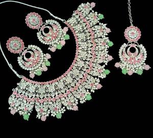 ชุดเครื่องประดับคุณภาพสูงแบบอินเดียดั้งเดิม คุณดันและทองแดง ชุดเครื่องประดับคุณดันชุบเงิน สร้อยคอและต่างหูทองแดง - Product Image 3