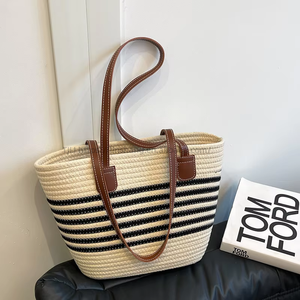 Wholesale New Style Woven Straw Shoulder <b>Bags</b> Women Handbags <b>Large</b> Capacity Women's <b>Beach</b> Tote <b>Bags</b> - Product Image 1