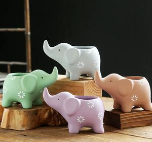 Cartoon lovely succulente vaso di fiori pianta ceramica personalità creativa semplice vaso di fiori in stile elefante - Product Image 6