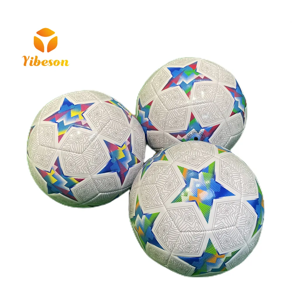 निर्माता प्रमोशन स्टार्स पैटर्न सीमलेस सिले हुए आधिकारिक आकार 5 पु सॉकर बॉल गेम्स 12 पैनल फुटबॉल