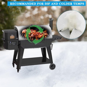 Barbecue à granulés moderne en acier inoxydable chromé robuste avec roues, allumage électronique, 80x67CM, flamme de cuisson - Product Image 6