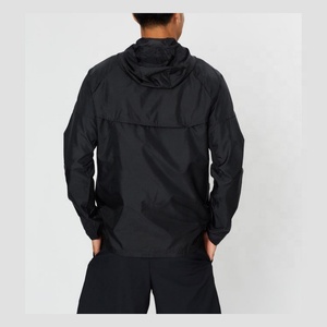 Mens Casual Fashion Custom <b>Black</b> Polyester <b>Runner</b> Jackets Men's Hooded Jackets Coats Windbreaker Jacket - Product Image 2