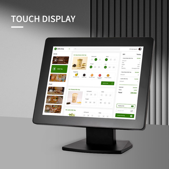 LIF OEM 15-Inch Black USB POS Customer Display Monitor 350cd/m2 Resistive LCD Touch Screen for Retail Store