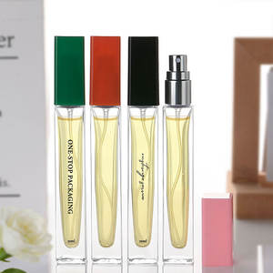 Flacon de parfum carré plat en verre vintage de 10 ml avec bouchon coloré, logo personnalisé imprimé sur écran et emballage en boîte <span class=keywords><strong>Anad</strong></span> à fond épais - Product Image 1