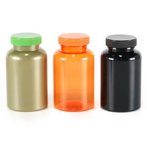कस्टम 250 सीसी की गोली पालतू नारंगी प्लास्टिक कैंडी बोतल गम बॉक्स फूड ग्रेड जार कैप्सूल बोतल