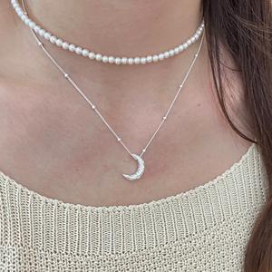 Collier élégant en argent pur S925, lanterne de lune, fleur, élégant, perle de nacre blanche australienne, grande particule, pendentif de mode - Product Image 4