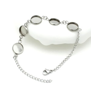 Componentes de pulsera ovalados de acero inoxidable con cierre de langosta y cadena de extensión para la fabricación de pulseras - Product Image 3