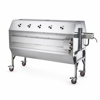 Grill à gaz rotatif pour barbecue, grande taille, réglable, en acier inoxydable, double brûleurs, pour porc et agneau, usage professionnel en extérieur, personnalisable OEM