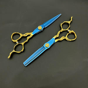 กรรไกรตัดผมปรับแต่งได้ ขนาด 6 นิ้ว กรรไกรซอยผม ใบมีดสีน้ำเงิน สแตนเลส สำหรับคนถนัดขวา ใช้ในงานเสริมสวย - Product Image 4