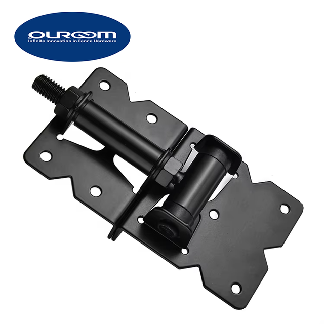 Heavy Duty Black Gate Hinges with Soft Close Hardware Modern Design for Outdoor Vinyl or Wood Fence