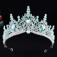 Diadème baroque européen multicolore avec strass, couronne scintillante en cristal, diadèmes creux de couleur unie, pointe supérieure, couronne de princesse