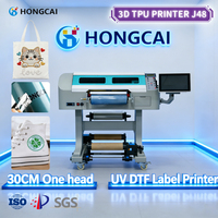 Imprimante à rouleaux en acier HONGCAI entièrement automatique UV LED 3D TPU avec tête d'impression DX7/3200HD multicolore, largeur 30 cm, nouvelle
