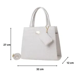 Bolso Bandolera Media Luna Fana Kala para Mujer, Bolso de Mano Clásico Casual de Cuero Blanco con Asas Metálicas, Forro de PU y Decoración de Logotipo - Product Image 3