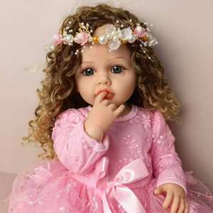 Poupées Reborn en gros, corps entier en silicone souple, 55 cm, cheveux bouclés, <span class=keywords><strong>Betty</strong></span> Princesse, poupée Reborn pour tout-petits - Product Image 2