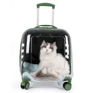 Portable chat boîte transporteur Capsule Transparent chat transporteur avec roues étui de transport pour animaux de compagnie chariot luxe chat transporteur sac